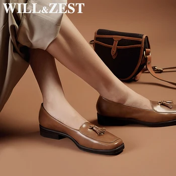 

Will&Zest Women'S Loafers Fringe Sweet Flat Shoes Tassels Female Shose Sandals Block Low Heel Luxury Designer Fall 2020 Sneakers