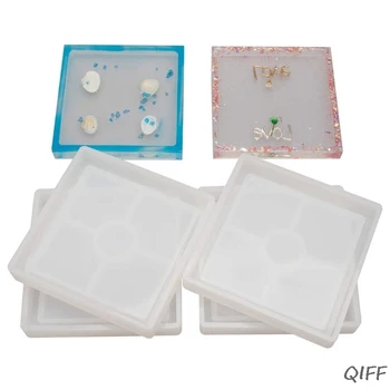 

4 Pack DIY Square Coaster Silicone Mold, Molds for Casting with Resin, Cement