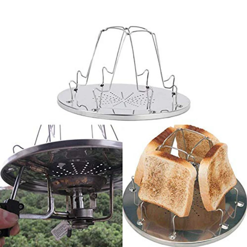 

Multi-Purpose Stainless Steel Toast Rack Outdoor Camping Toaster Folding Portable Grill BBQ Stove Grill