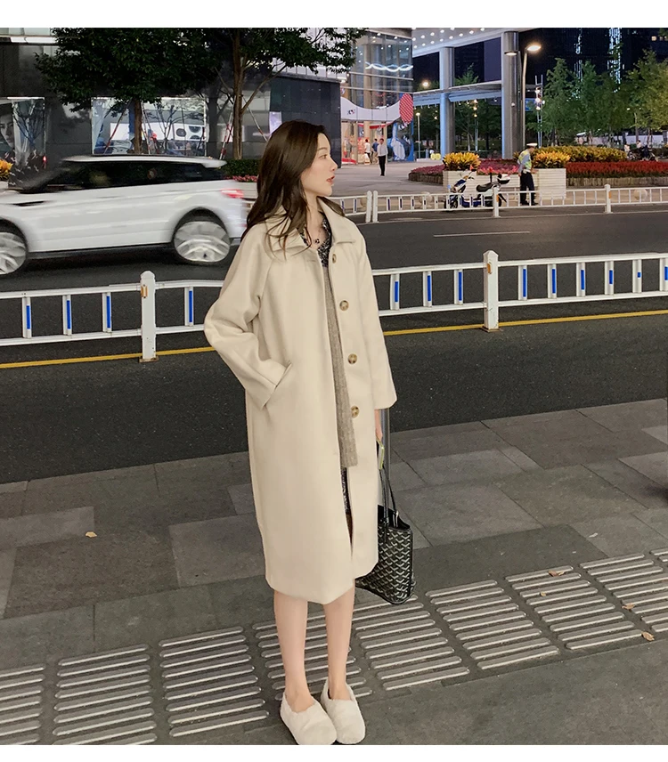 Ulzzang/шерстяная Женская Классическая плотная зимняя уличная одежда с широкой талией в Корейском стиле для школьниц