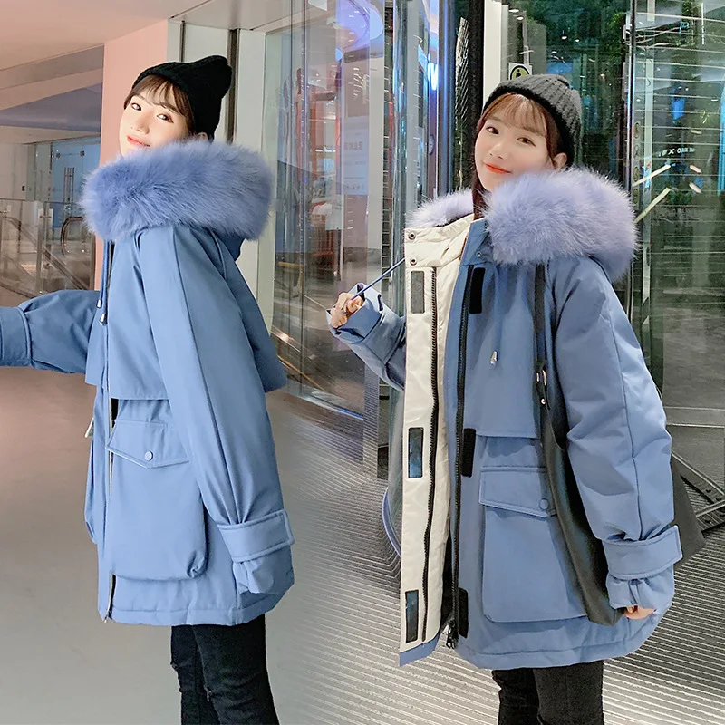 

2019 Autumn And Winter New Style Korean-style down Jacket Women's Korean-style Mid-length Cotton-padded Clothes Net Red Fur Coll