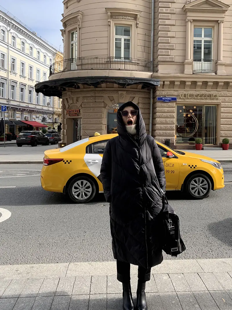 XITAO, парка нестандартного размера плюс, черная, женская одежда, зима, с капюшоном, на пуговицах, с воротником, длинный рукав, элегантная парка, новинка, DMY1359