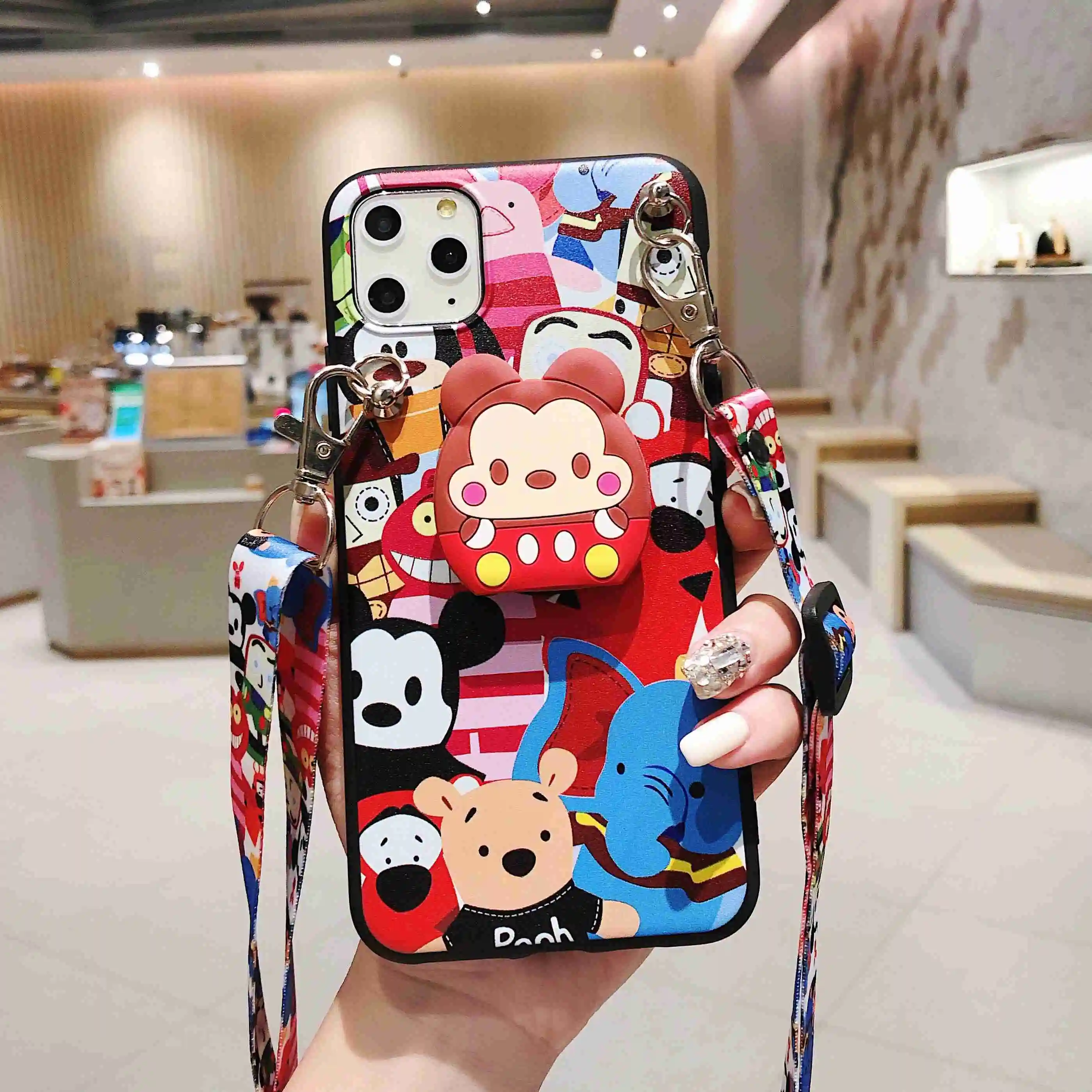 Cases For OPPO K1 R15X RX17 Neo ax7 R9 R9S R11 R11s Plus R15 R17 Pro Cute Cartoon Soft TPU Back Cover Lanyard Holder Funda Coque |