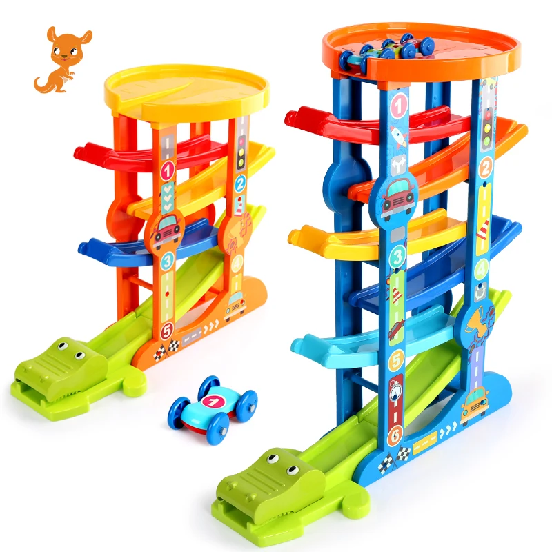 

7-Layer Ramp Race Track & 6 Mini Inertia Car Sliding Toys Baby Toddler Motor Skill Developmental Learning Toys Kid Children gift
