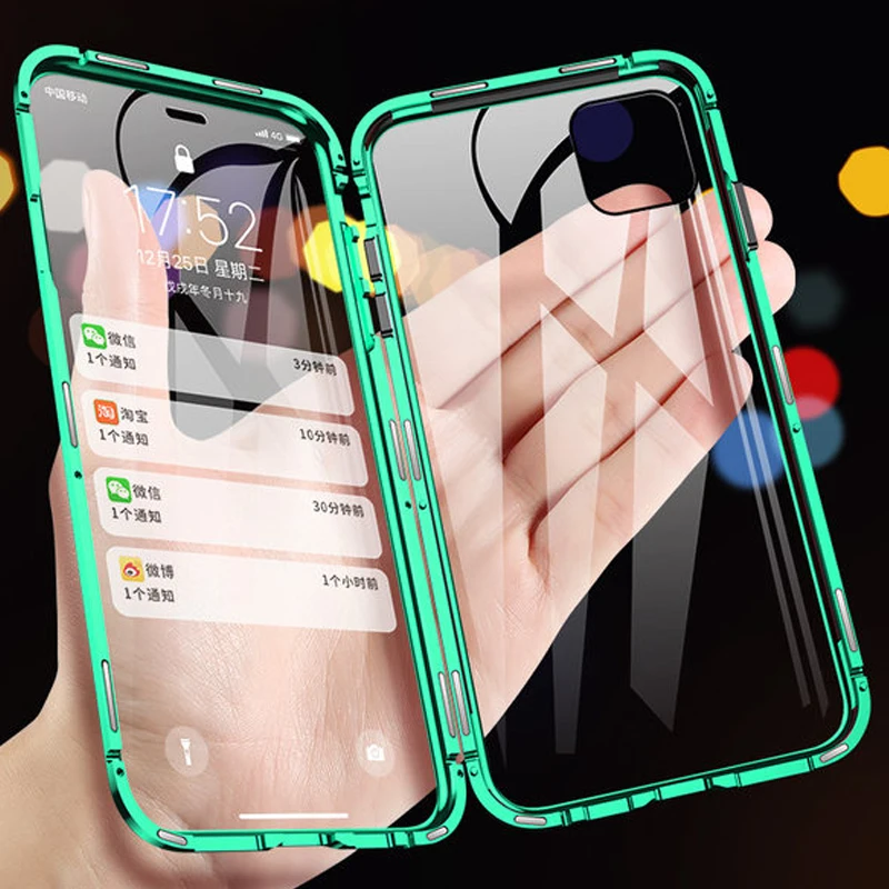 

360 Full Magnetic Phone Case For iPhone 11 Pro 11 Pro MAX Coque Metal Bumper For iPhone XS XR XS MAX 8 7 6 6S Plus Glass Case