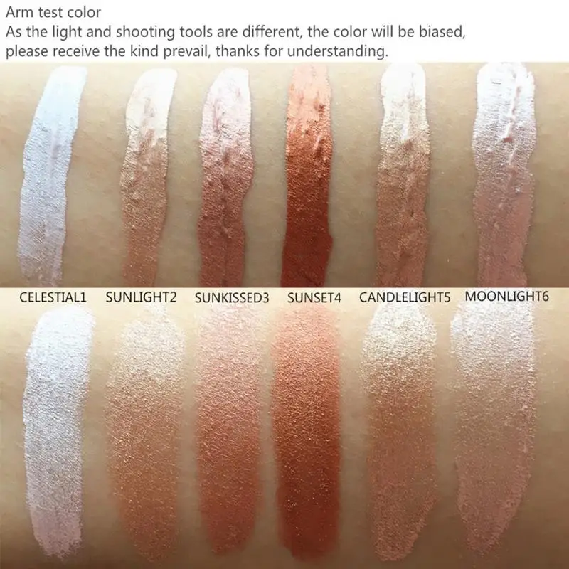 6 цветов палитра для хайлайтера лица набор макияжа отбеливающий контур жидкий