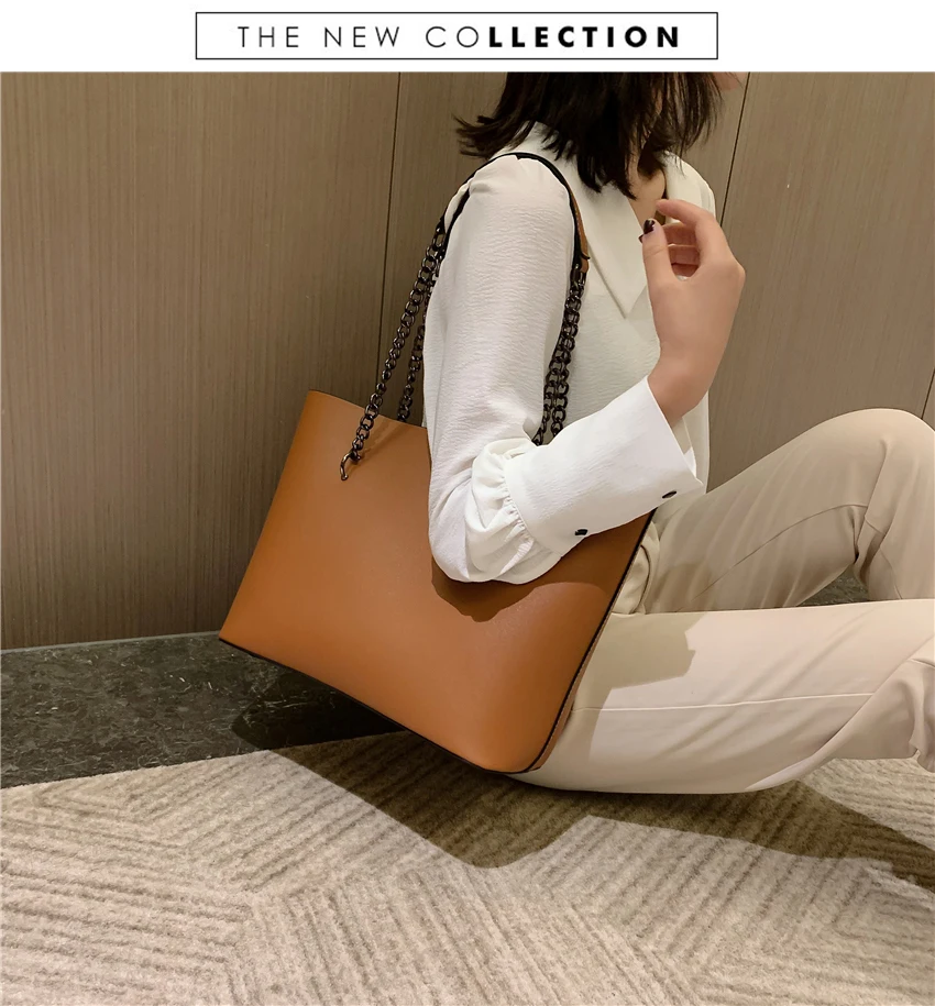 Повседневные Сумки женские дизайнерские сумки через плечо с цепочкой известный бренд кожаная женская сумка большая емкость сумка-тоут мешок основной
