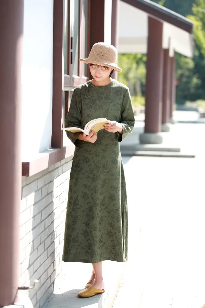 S996 coton жаккард armure халат mince disque букле стиль chinois Longuette халат petit уникальный