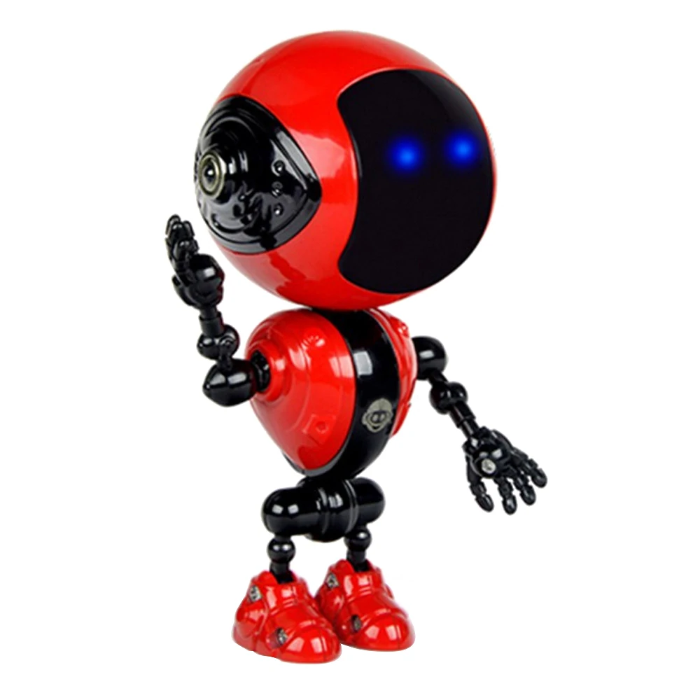 Мини-робот из сплава, перезаряжаемый, детский сенсорный датчик, светодиодный, музыкальный, умный робот с подвижными шарнирами, usb зарядка, игрушки для детей, новинка - Цвет: Red