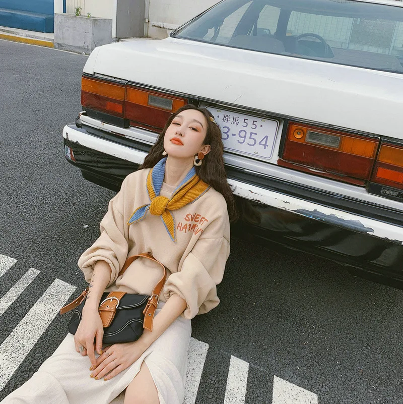 

Korean Wool Knit Vintage Pattern Autumn Winter Thick 2019 New Women Scarf Shawl Wrap Cravat Office Lady Accessories шарф-XCC