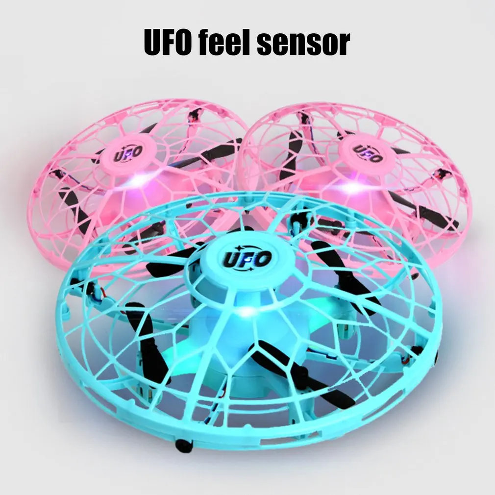 Мини-Дрон UFO, вертолет с управлением жестами, Радиоуправляемый квадрокоптер, зондирование и освещение в помещении, объемный Летающий 3D летательный аппарат для детей, подарок