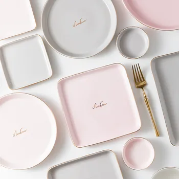 

New Nordic Light Luxury Ceramic Plate Tableware Set Phnom Penh Steak Food Dish Home Dinner Creative Tray Dinnerware Cishes Plate
