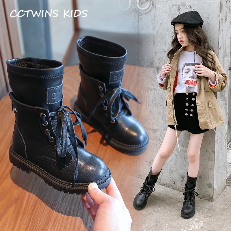 CCTWINS/детская обувь; коллекция года; сезон осень; Модные Ботинки martin из натуральной кожи для девочек; детская черная обувь для малышей; ботинки в британском стиле; MB073