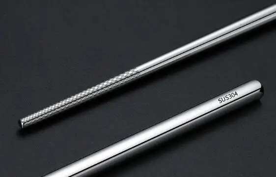 100pair/lot food grade top 304 stainless steel tableware chopsticks household metal alloy square chopsticks Custom logo