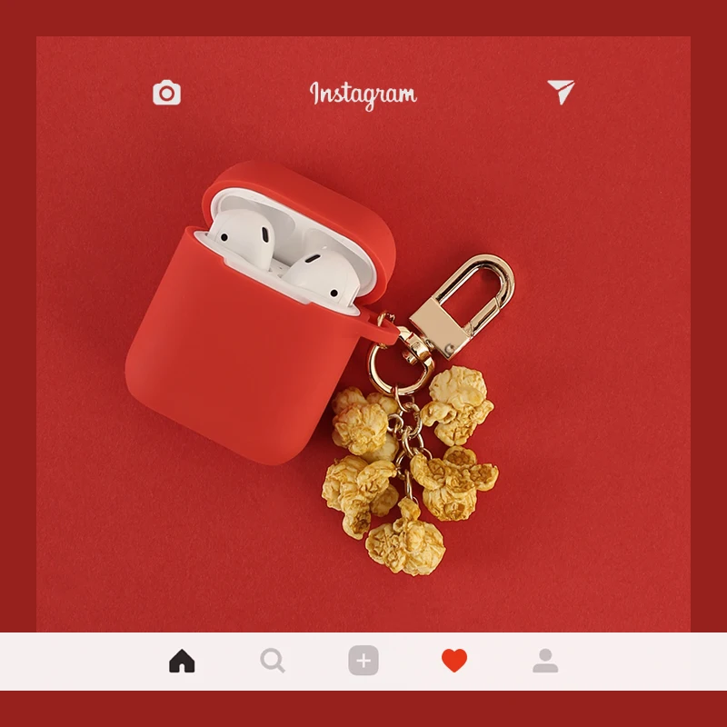Модный попкорн кулон Bluetooth беспроводная гарнитура силиконовый чехол для гарнитура для airpods защитный противоударный чехол мягкий чехол - Цвет: Red