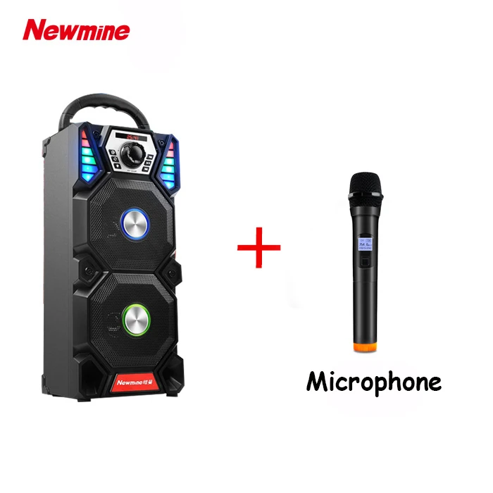 Newmine A1 Портативный DJ плеер беспроводной Bluetooth открытый мощный вечерние светодиодный светильник аудио сабвуфер колонки Поддержка компьютера - Цвет: With Mic