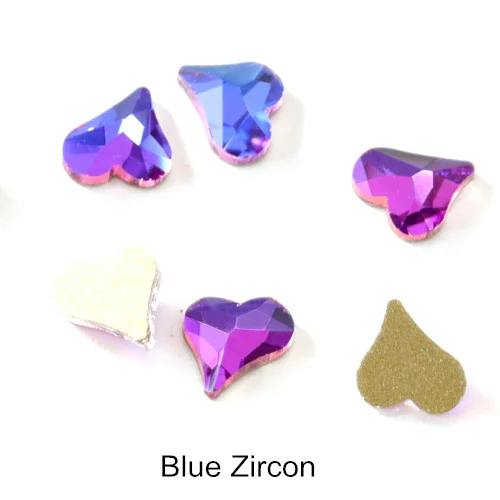 Blue Volcanic 20 шт 5*6 мм в форме сердца K9 не горячая фиксация стразы с плоской задней стороной для дизайна ногтей Стразы из стекла хрустальные стразы для украшения ногтей B1343 - Цвет: Blue Volcanic