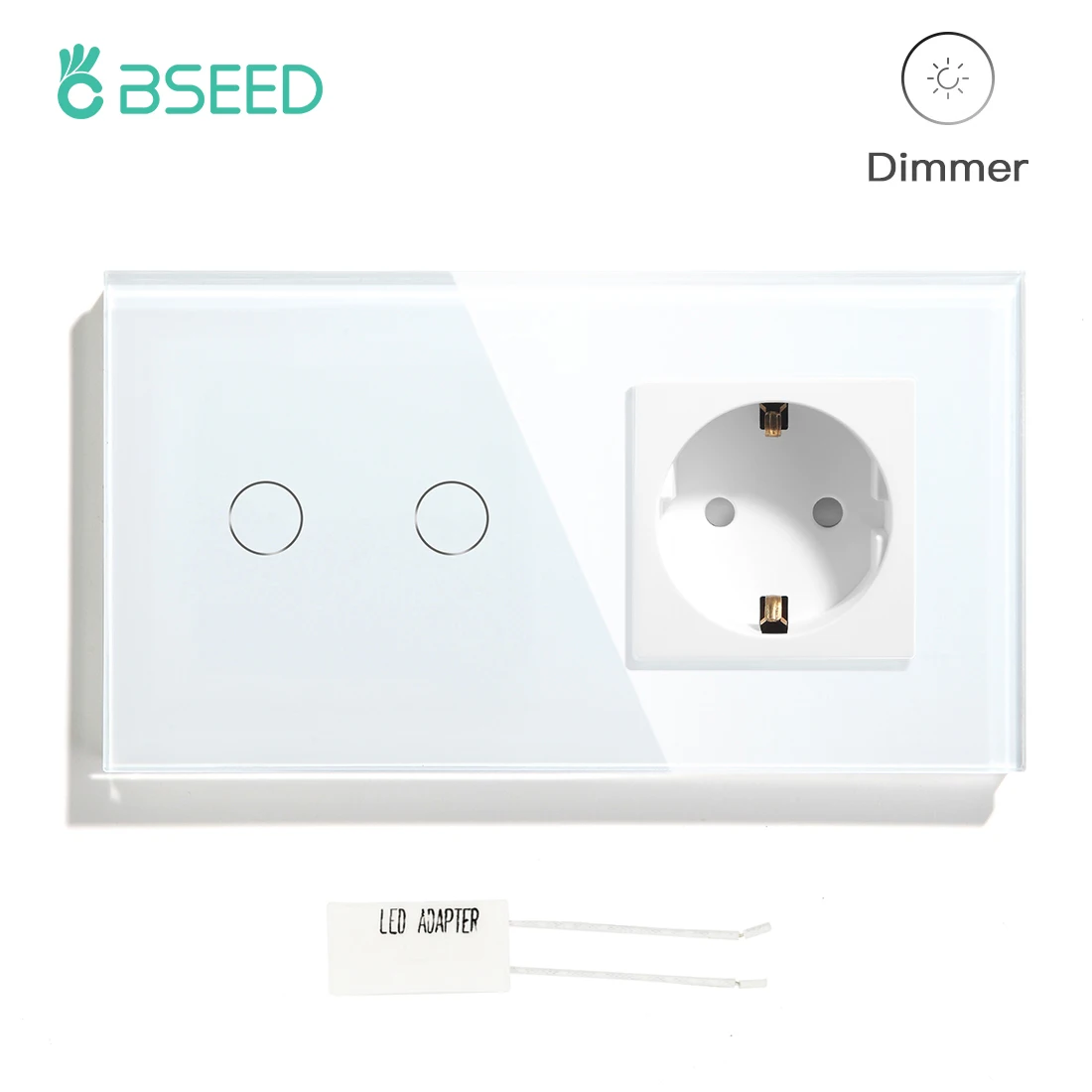 BSEED Touch Dimmer Switch 1/2 Gang With EU Standard Dimmable Wall Socket Crystal Glass Panel LED Light Switches | Обустройство дома