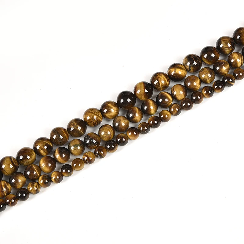 Круглые бусины с натуральным тигровым глазом желтого цвета для самостоятельного