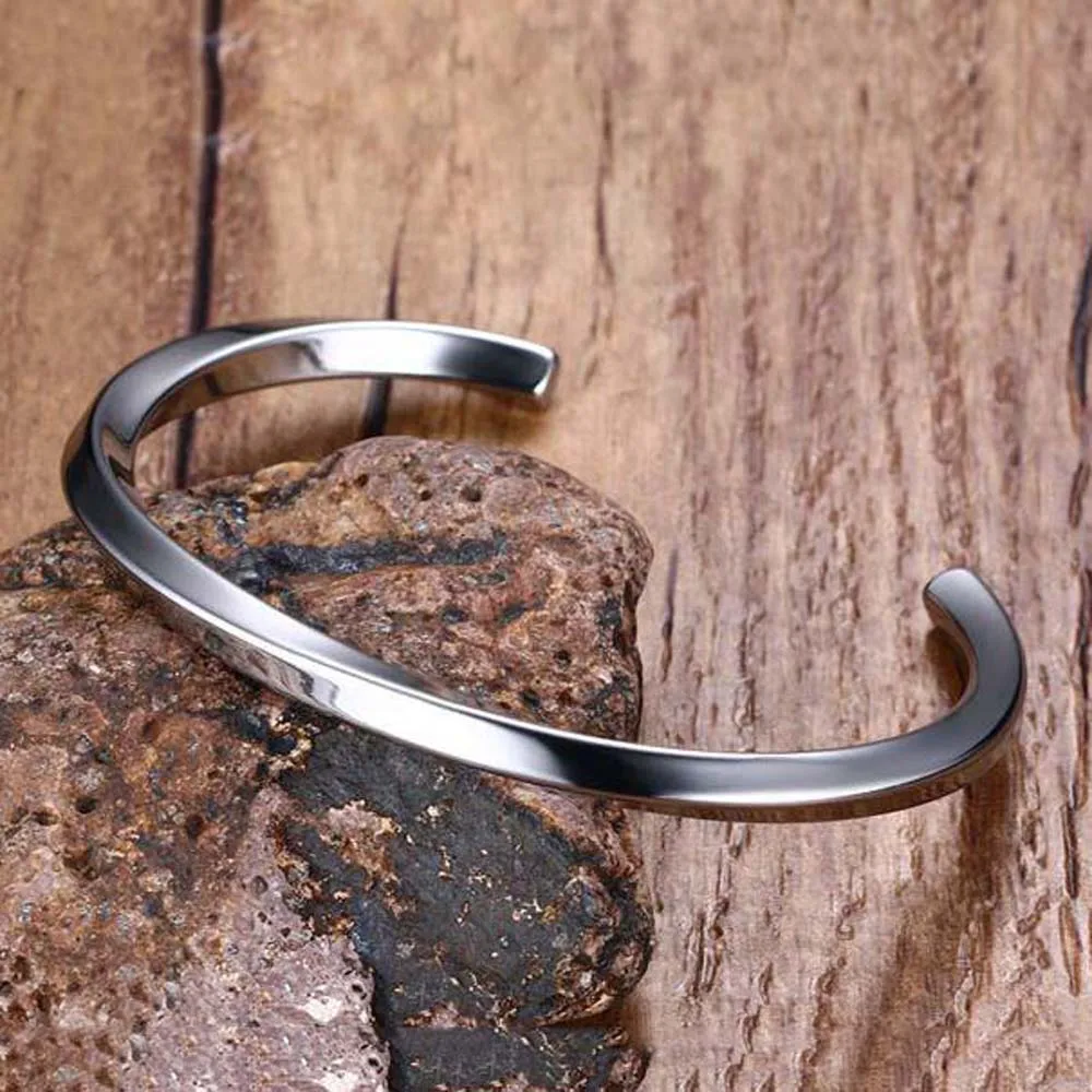 Silver Black Cuff Bangle for Man and Women Quality Stainless Steel Punk Bangle Bracelet Titanium Jewelry