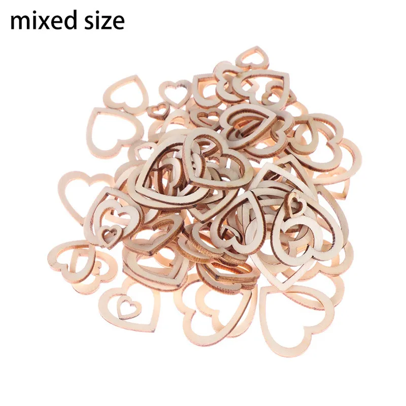 100pcs/set Popular Hollow Love Heart Wooden DIY craft