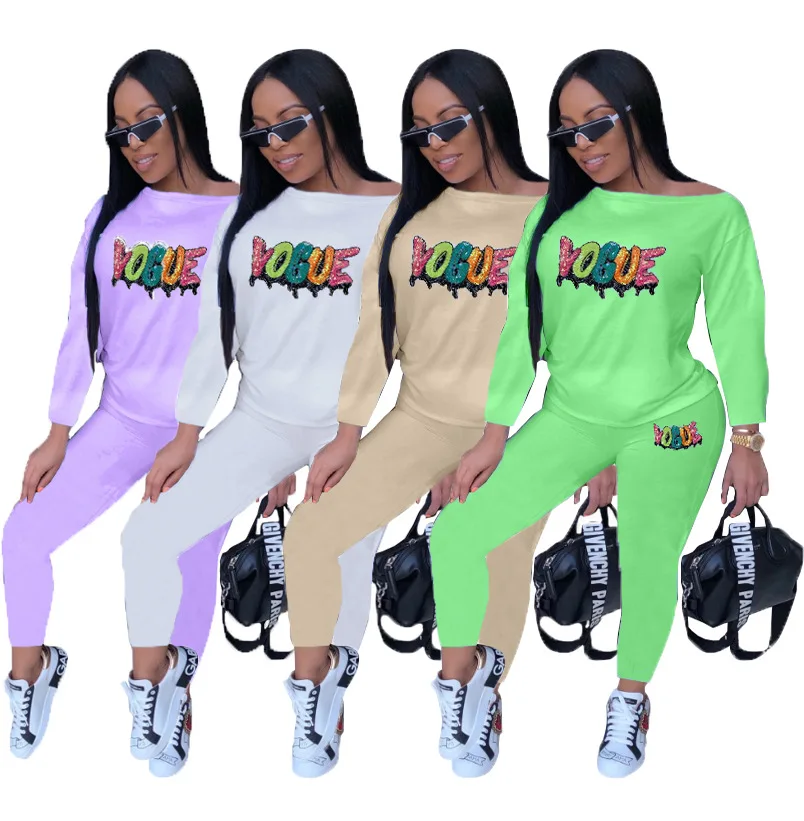 

Sexy casual outfits tracksuit women patchwork pattern print two piece set top and pants ensemble femme dos piezas