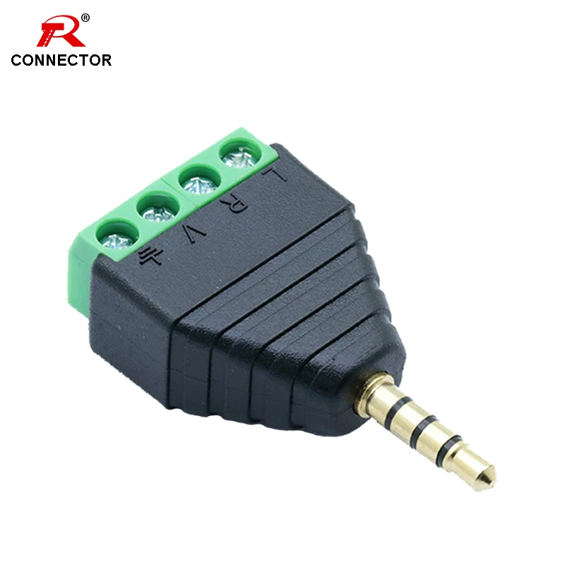 

1pc AV Terminals, 4 poles 3.5mm Jack AV Balun Connector, Gold plated 3.5mm male plug