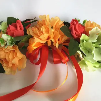 

Artificial Rose Flower Swag Green Leaves and Silk Ribbon for Home Room Garden 517E