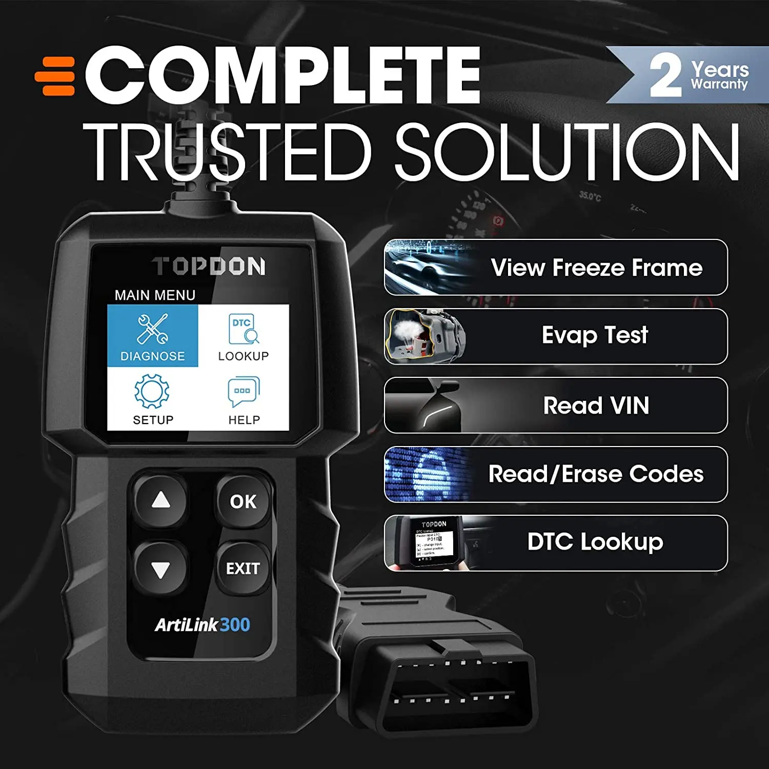 Topdon AL300 OBD2 сканер считыватель кодов автомобиля проверка неисправности двигателя
