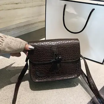 

Solid Alligator Pattern Shoulder Messenger Handbags Women Satchel PU Leather Square Crossbody Bags Mini Small Square Pack