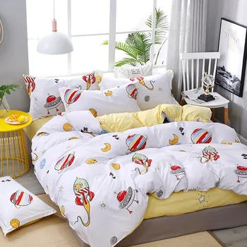 

Thumbedding UFO Bedding Set For Boys Simple Cartoon Rocket Duvet Cover Planet Queen King Full Twin Single Unique Design Bed Set