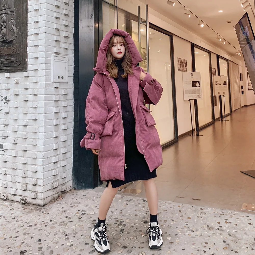 

Photo Shoot Fashion Flounced Large Fur Collar Hooded Cotton Overcoat 2019 Winter New Style Retro Laziness-Style Cotton Coat Wome