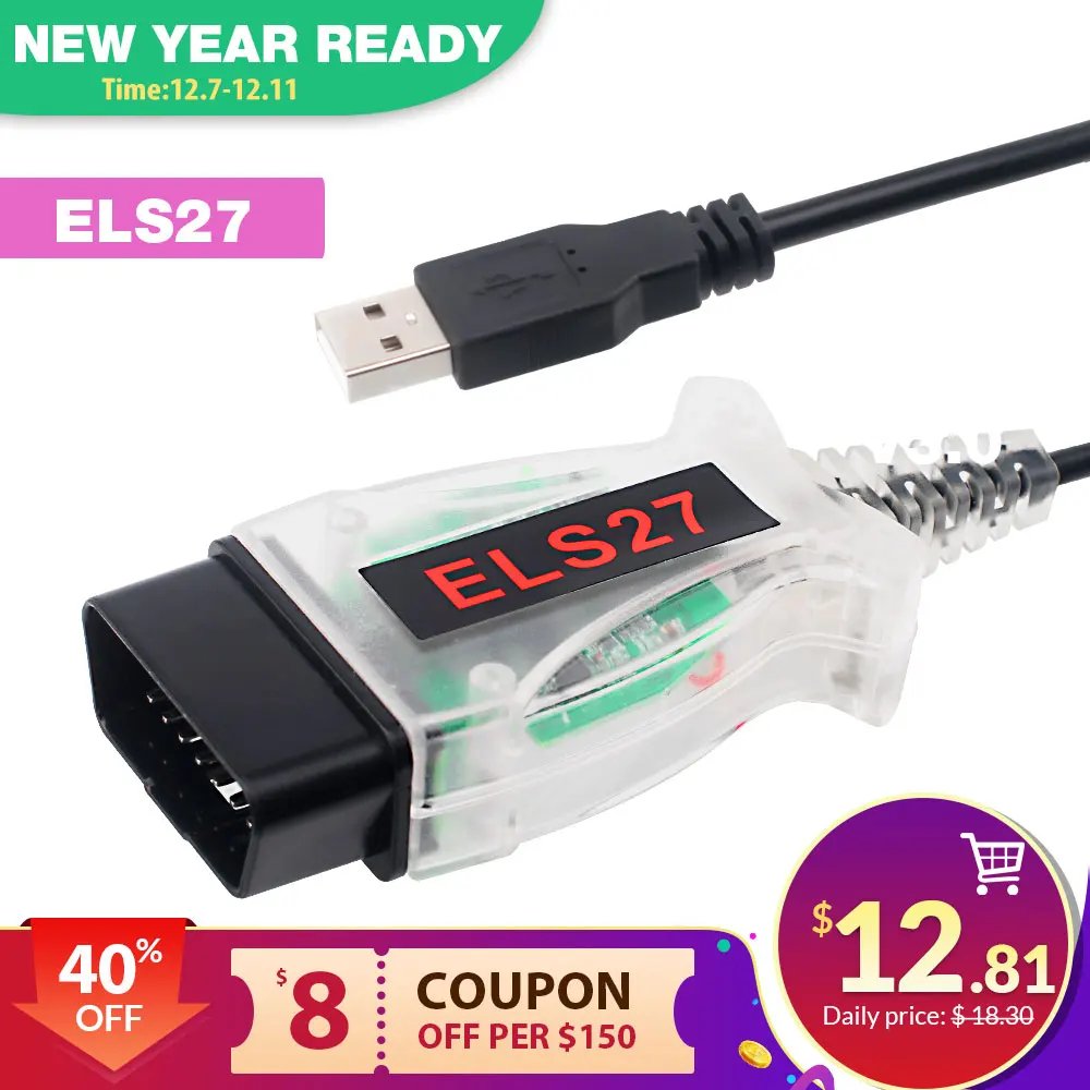 RU Stock ELS27 FORScan V2.3.8 ELS Green PCB PIC24HJ128GP + FTDI Mircochip Car OBD2 диагностический инструмент ELM327 & J2534