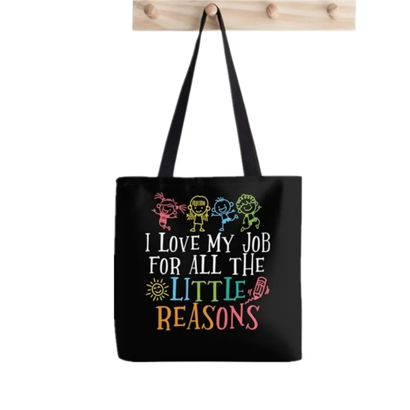 Shopper Teacher I Teach Awesome Printed Tote Bag women Harajuku shopper Funny handbag girl Shoulder shopping  Lady Canvas Bag