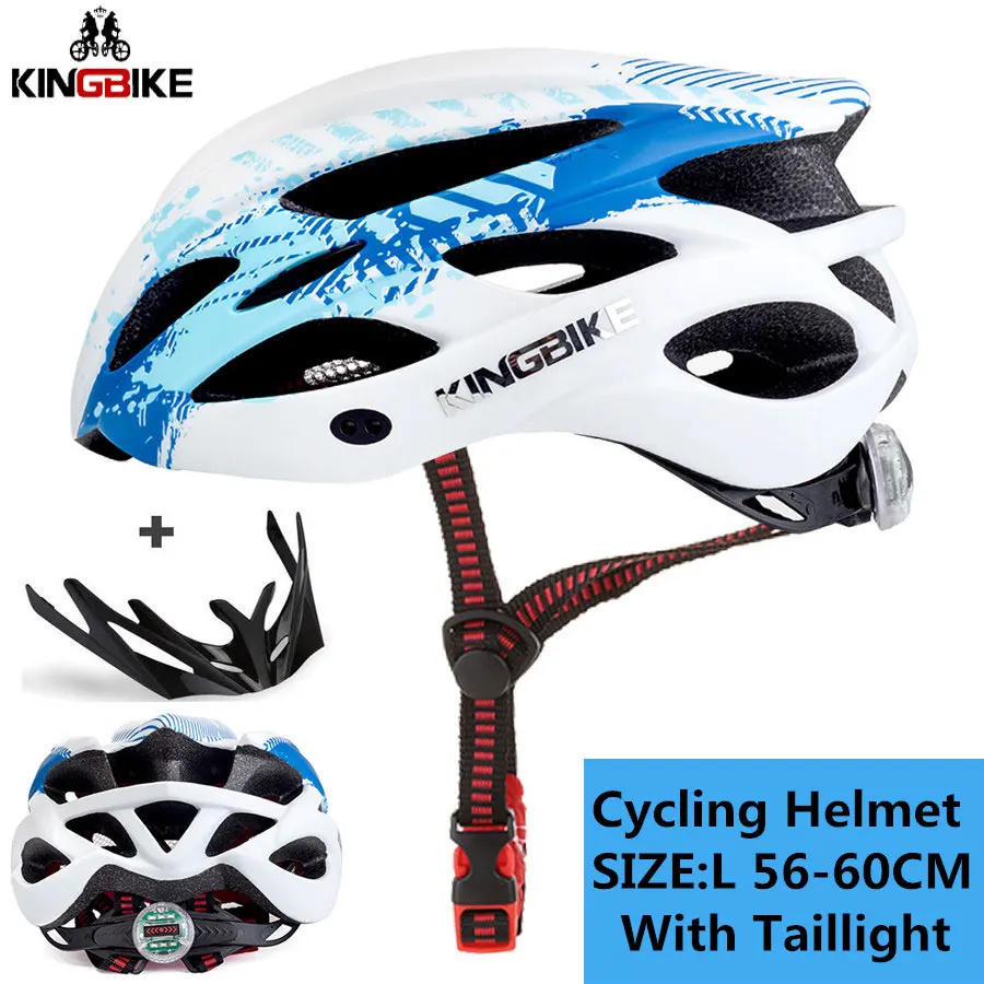 KINGBIKE MTB велосипедные шлемы зеленый сверхлегкий EPS+ PC велосипедный шлем дорожный горный с солнцезащитным козырьком задний фонарь для мужчин и женщин велосипедный шлем - Цвет: 675-blue