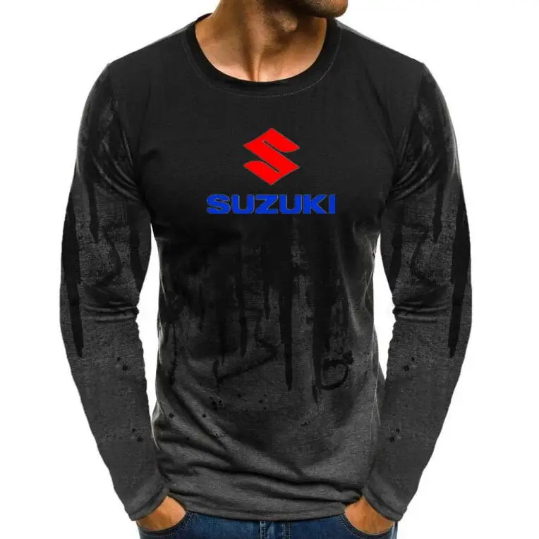 color 18 Мужские футболки, мужские футболки Suzuki Racing DecalPrint, Осенние Топы с принтом брызг чернил, мужские повседневные футболки с длинным рукавом - Цвет: color 18
