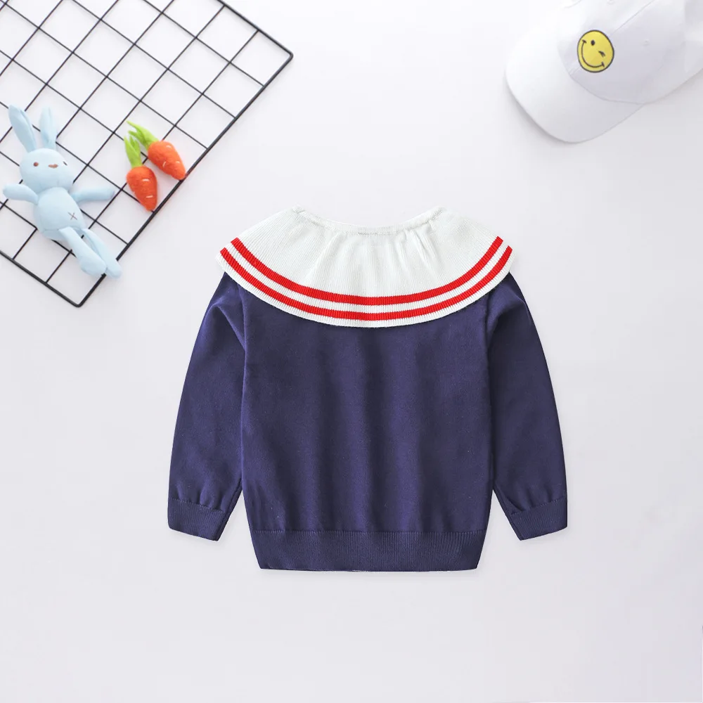 

Childrenswear New Style 2019 Autumn British Style Girls Peter Pan Collar Sweater Coat Children Princess Style Comfortable Versat
