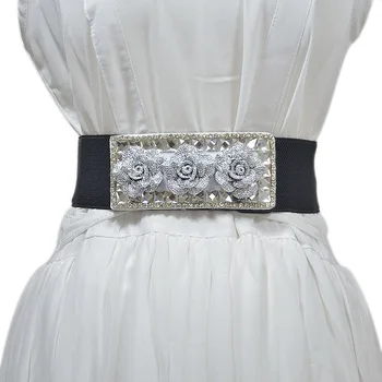 

Woman Elastic BeltNew Design Pearl Rhinestone Fashion Decoration Belts For Dress Cinturon Mujer Ceintures Pour Femmes Kemer