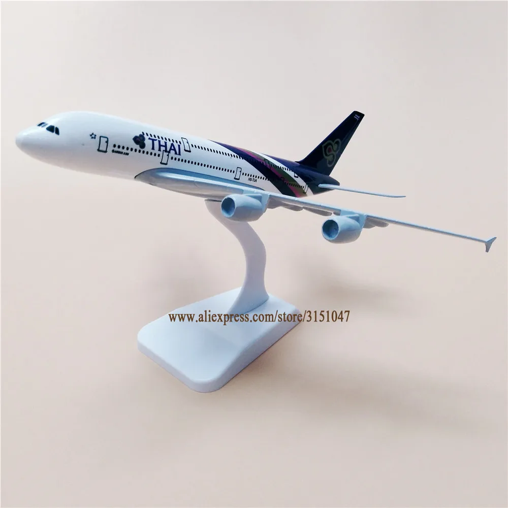 20 см металлическая модель самолета Таиланд Air Thai Airbus 380 A380 модель самолета W Стенд детский подарок