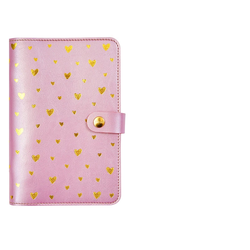 A Heart Pink А5 А6 каваи кожаный блокнот путешественники записная книжка портативный дневник в горошек блокнот планировщик список дел Органайзер кадерно - Color: A Heart Pink