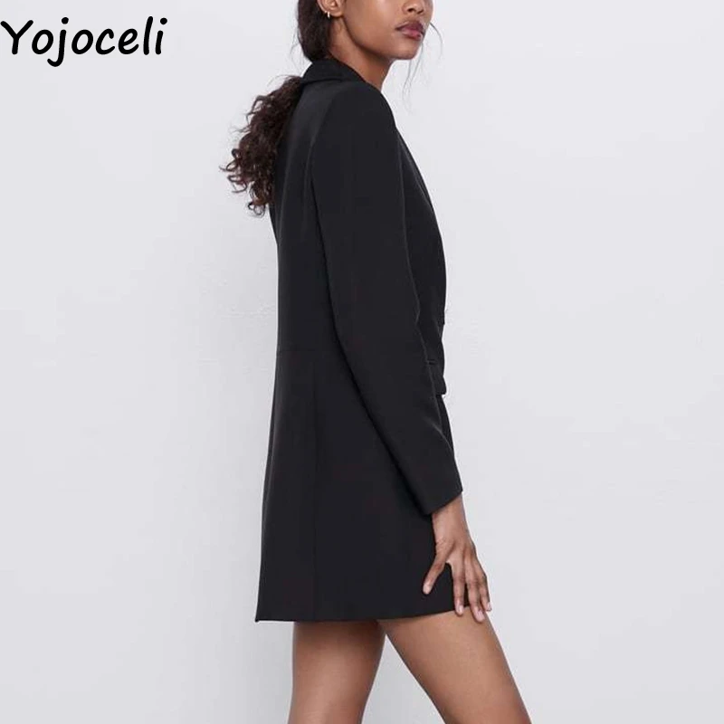 Yojoceli сексуальные длинные костюмы для фитнеса Блейзер Женский Осенний Черный Элегантный Женский блейзер зимние повседневные куртки пальто женский