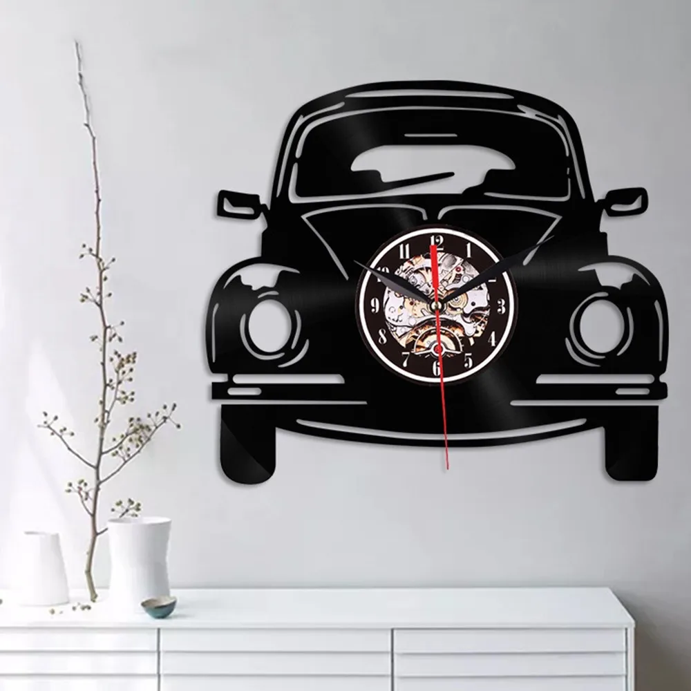 

3D Retro Wall Clock Car LED Light Modern Car Design Vintage Vinyl Record Wall Clock Home Decoration Gift For Car Lovers