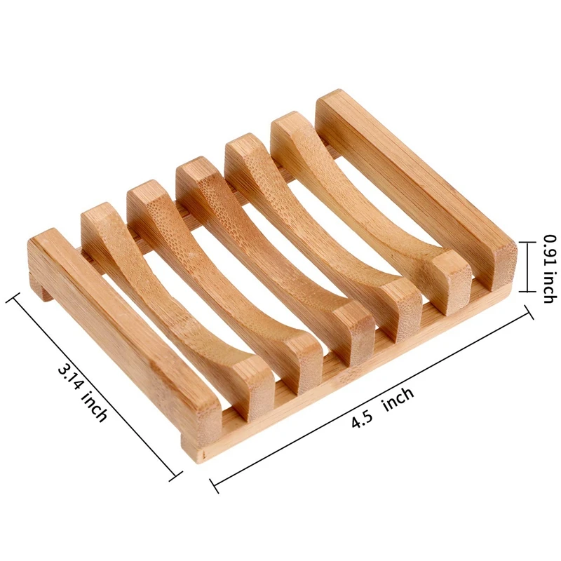 4 Pieces Wooden Soap Case Holder Natural Rectangular Wood Soap Dish Holder For Kitchen Bathroom Sponge Scrubber Soap