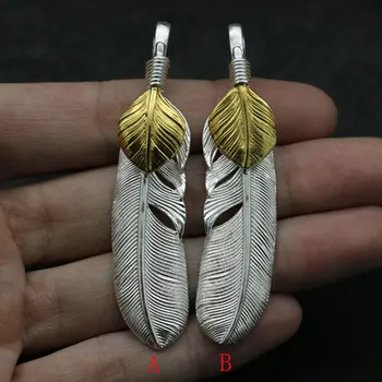 

Korean S925 Sterling Silver Thai Silver Feather Pendant Necklace Personalized Men Jewelry