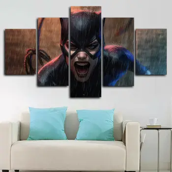 

Catwoman Comics Posters 5 Panels Modern Canvas Artwork Pictures to Photo Paintings Wall Art Decor Living Room Frame