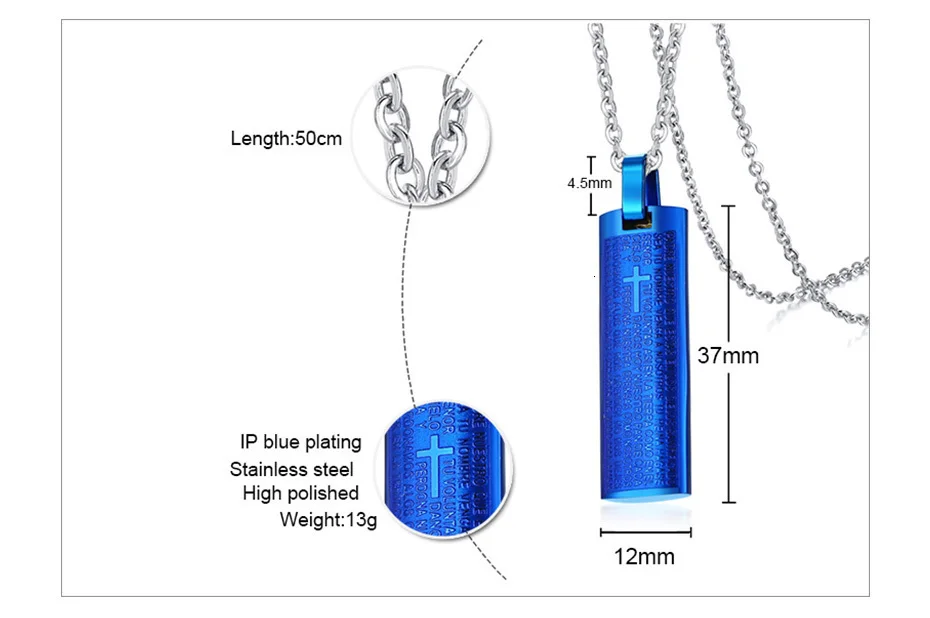 Vnox, гравированный крест, Библейский кулон для женщин и мужчин, цельная нержавеющая сталь, унисекс, Христос, молитва, ювелирные изделия с 2" /24" звеньями/бусинами, цепочка