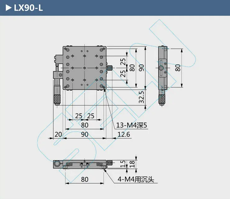 X-осевой LX90-L поперечный роликовый направляющий передвижной платформой Высокая точность тонкой настройки ручной регулируемый измерительный ползунок