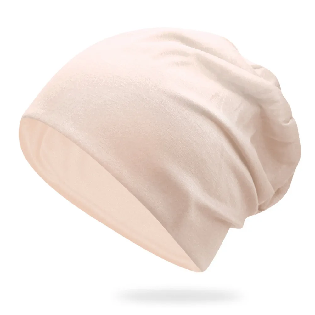 Женская и мужская стильная Шапка-бини, тонкая хип-хоп мягкая эластичная громоздкая Кепка с черепом FS99 - Цвет: Бежевый