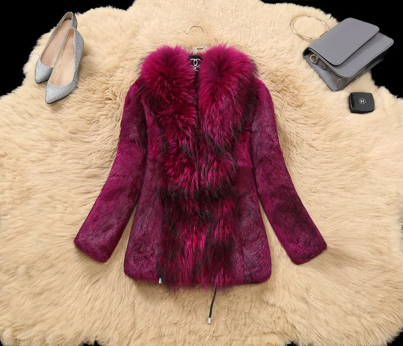women real rabbit fur coat natural fur jacket female clothing (10)