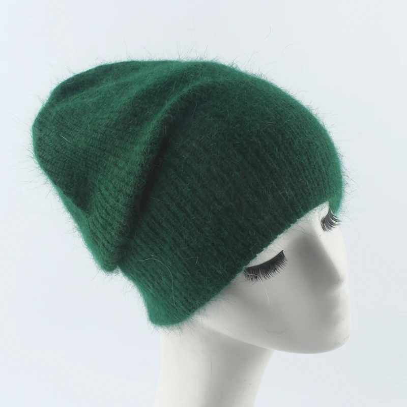 Women Autumn Winter Rabbit Fur Beanie Hats For Ladies skullies beanies Thick Knitted Warm Casual Caps 3
